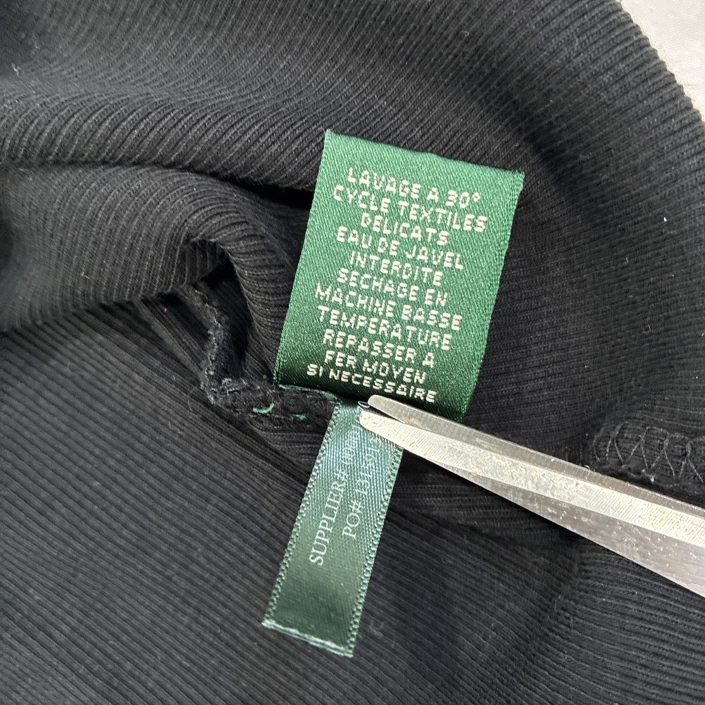 Lauren Ralph Lauren Women's "Suede" Trim Black Top Size Petite L Equestrian Barn - Picture 7 of 13